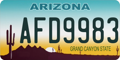AZ license plate AFD9983