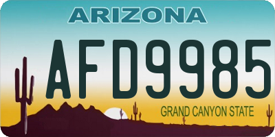 AZ license plate AFD9985