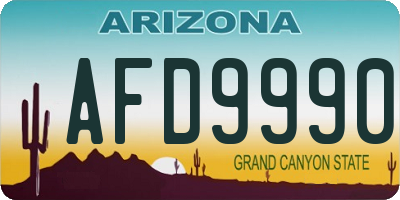 AZ license plate AFD9990