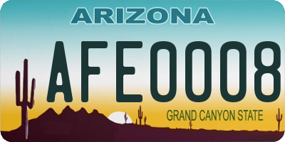 AZ license plate AFE0008