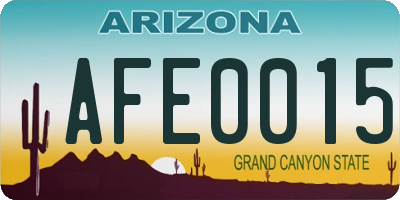 AZ license plate AFE0015