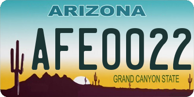 AZ license plate AFE0022