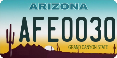 AZ license plate AFE0030