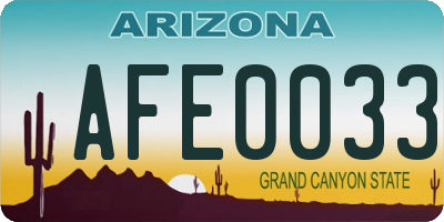 AZ license plate AFE0033
