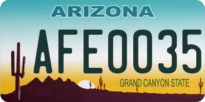 AZ license plate AFE0035