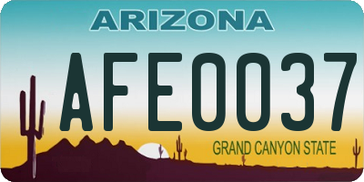 AZ license plate AFE0037