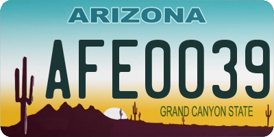 AZ license plate AFE0039
