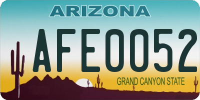 AZ license plate AFE0052