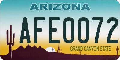 AZ license plate AFE0072
