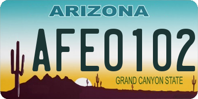 AZ license plate AFE0102