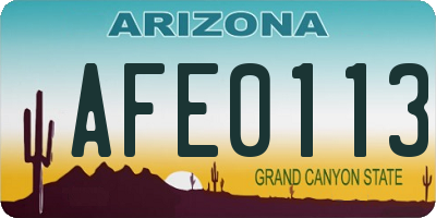 AZ license plate AFE0113