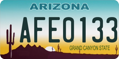 AZ license plate AFE0133