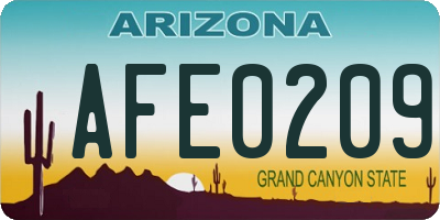 AZ license plate AFE0209
