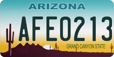 AZ license plate AFE0213
