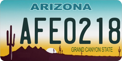AZ license plate AFE0218