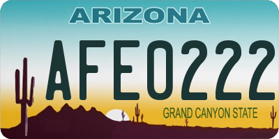AZ license plate AFE0222