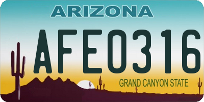 AZ license plate AFE0316