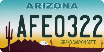 AZ license plate AFE0322