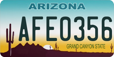 AZ license plate AFE0356