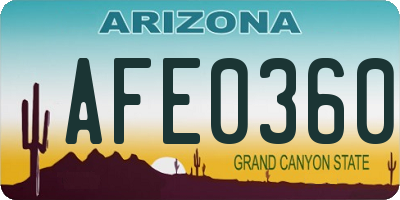 AZ license plate AFE0360