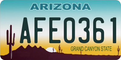 AZ license plate AFE0361