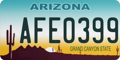 AZ license plate AFE0399