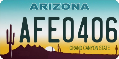 AZ license plate AFE0406