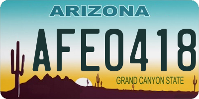 AZ license plate AFE0418
