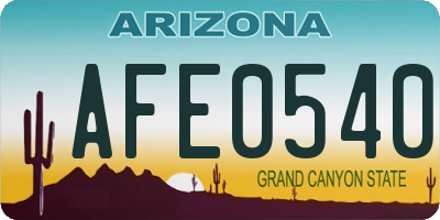 AZ license plate AFE0540