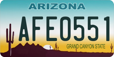 AZ license plate AFE0551