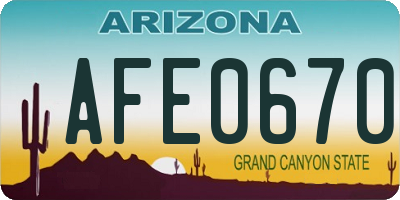 AZ license plate AFE0670