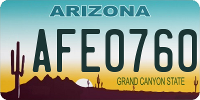 AZ license plate AFE0760