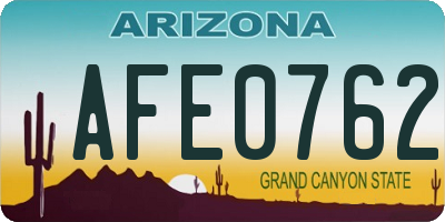 AZ license plate AFE0762