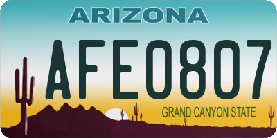 AZ license plate AFE0807