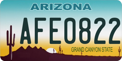AZ license plate AFE0822
