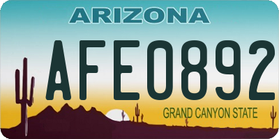 AZ license plate AFE0892