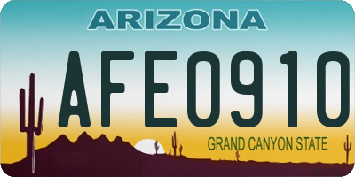 AZ license plate AFE0910