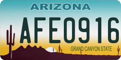 AZ license plate AFE0916