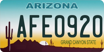 AZ license plate AFE0920