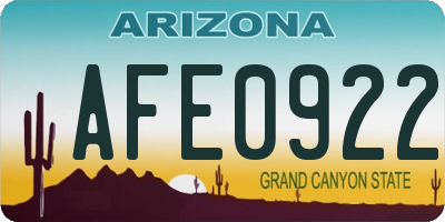 AZ license plate AFE0922