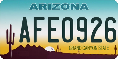 AZ license plate AFE0926