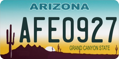 AZ license plate AFE0927
