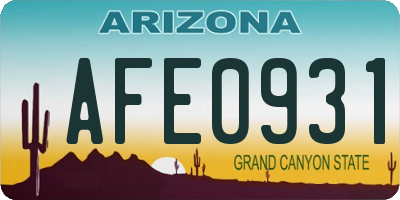 AZ license plate AFE0931