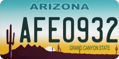 AZ license plate AFE0932