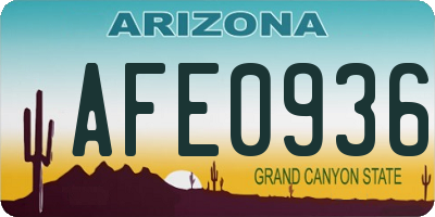 AZ license plate AFE0936