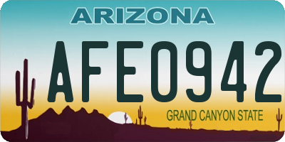 AZ license plate AFE0942