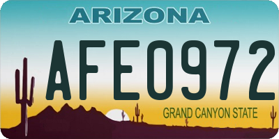 AZ license plate AFE0972