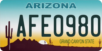 AZ license plate AFE0980