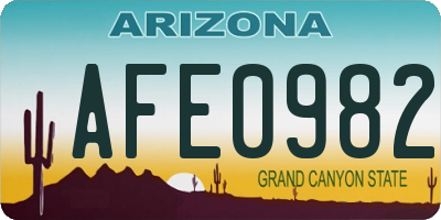 AZ license plate AFE0982