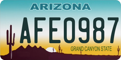AZ license plate AFE0987